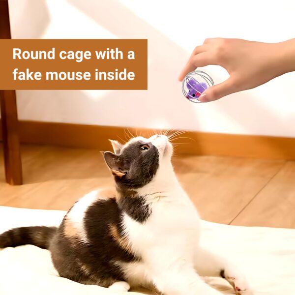 PETS EMPIRE Playing Kitten Pet Supplies Plush Mouse Ball False Mice Cat Toys Rat in Cage (Pack of 2)