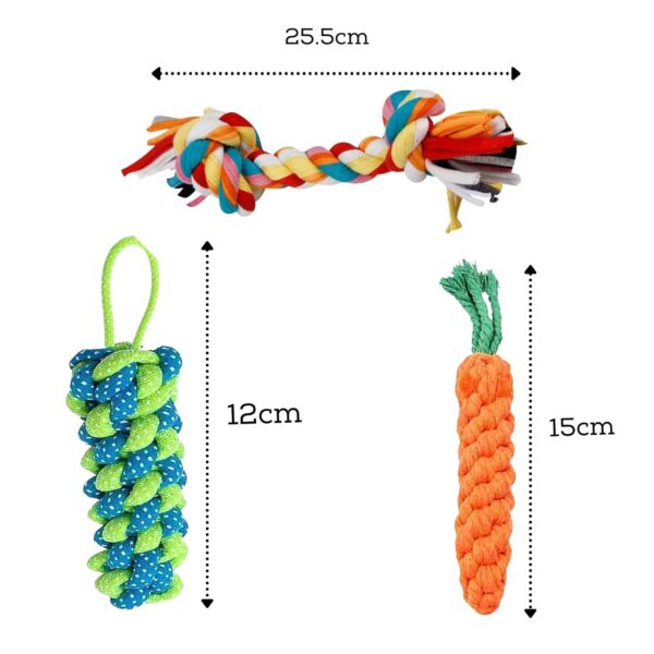 61Jl0UATlcL._SL1500_.jpg Foodie Puppies 3in1 Dog Chew Cotton Rope Toys Combo for Dogs (2Knot Rope + Corn Stick + Carrot Rope) | Washable Chew Rope Dog Toys for Playing, Teeth Cleaning and Training | for Medium to Large breeds