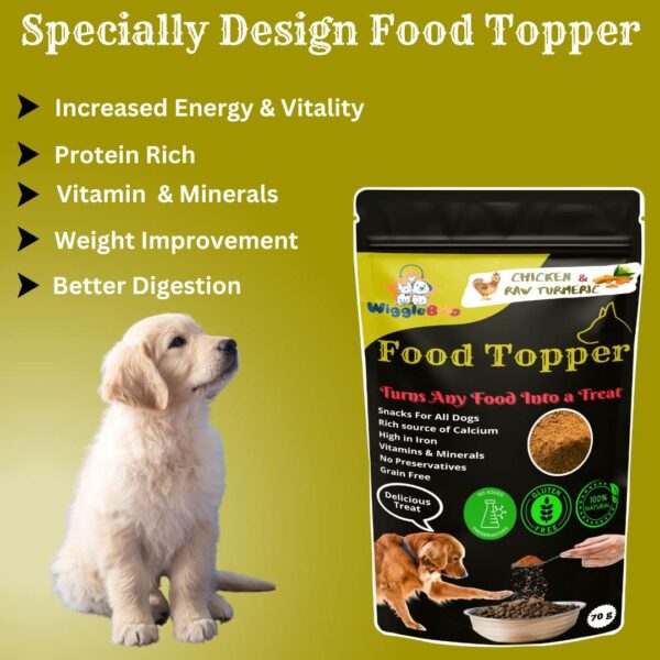 61Jspo9PSlL._SL1080_.jpg Magical Dog Food Topper || Joy of Best Taste || Chicken & Raw Turmeric Flavour || Grain Free & Protein Rich || Anti Oxident || 70g