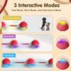 Interactive Electric Automatic Rolling Moving Rechargeable Self Play Stimulation Toy for Cats and Small Dogs - Smart Pet Chase Ball with Speedy Tail Rope for Indoor Enrichment (Red)