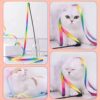 61LXJc51njL._SL1000_.jpg Qpets® 2 Pcs Cat Rainbow Wand Toys,Satin & Elastic Teaser for Kittens & Adult Cats - Indoor Exercise, Fun Games, Stress Relief