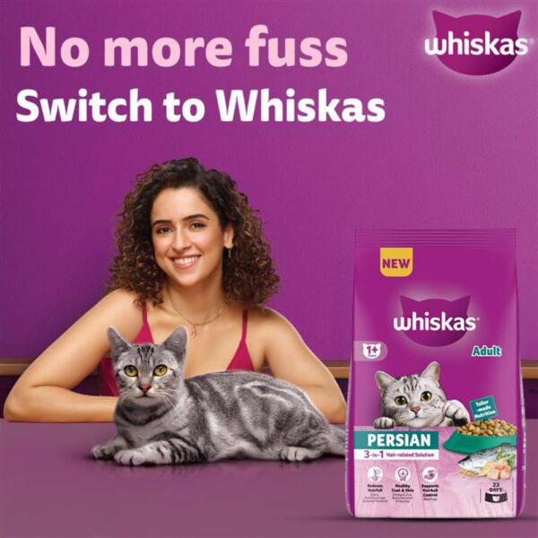 61LYPTJYTKL._SL1001_.jpg Whiskas Persian Adult (1+ Years) Dry Cat Food, 6.8kg, 100% Complete & Balanced Tailor Made Nutrition, Reduces Hairfall, for Healthy Coat & Skin