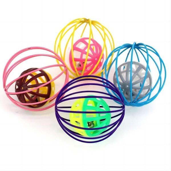 61MHv2ghqwL._SL1000_.jpg Cat Toys - 2pcs Interactive Cat Balls with Bell, Colorful Kitten Toys, Cute Caged Bell Rolling