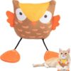 The Pets Company Fun Plush Cat Toys, Cats Hunting Mouse Teaser Toys, Bite Proof Cat Play Toy, Interactive Mice, Rat, Soft Mouse Toy for Cats & Kittens - Spooky Owl (Color May Vary)