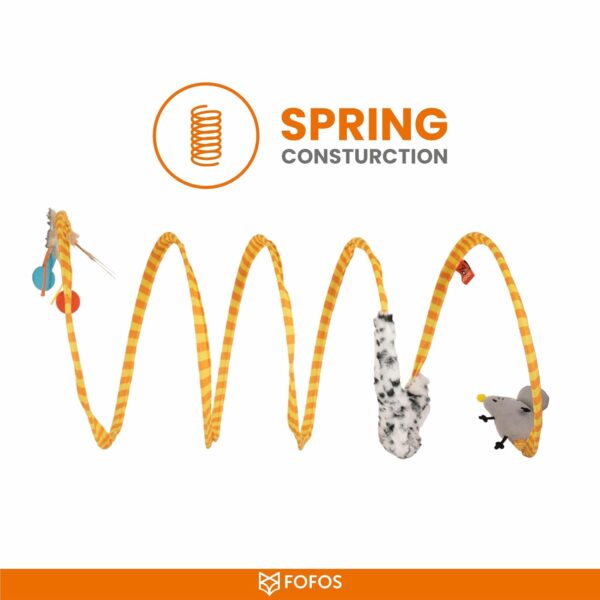 BarkButler x FOFOS Safari Spiral Tunnel - Yellow, with Real Feathers and Mouse Toy, US Grade Catnip, Portable Design, Cat Accessories, Perfect Cat and Kitten Toys