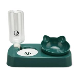 Foodie Puppies 2 in 1 Pet Gravity Feeder Food Bowl Foodie Puppies 2 in 1 Pet Gravity Feeder Food Bowl and Water Bottle Set- (Green), with Automatic Water Dispenser Bottle, Detachable Tilted Raised Food Bowl for Puppy, Small Dogs Cats and Kittens