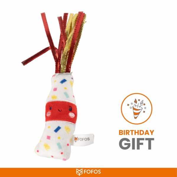 Barkbutler x Fofos Birthday Drink Cat Toy - US Grade Organic Catnip, Multicoloured Textured Toys for Cats, Cat Accessories with Super Soft Fabrics & Ribbons - Perfect as Kitten Toys, Cat Toys