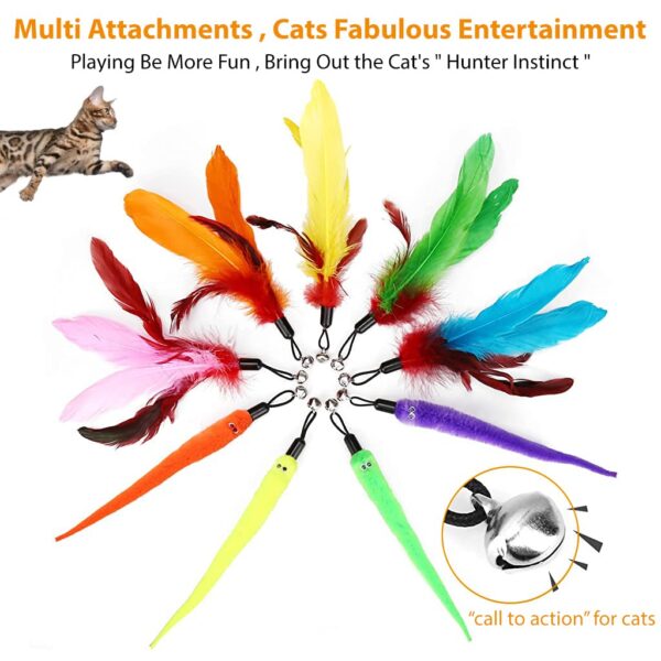 61OmazwrwoL._SL1024_.jpg Qpets® Cat Teaser Toy,11 Pcs Cats Toys Set with 2 Retractable Teaser Wand & 5 Feather Teaser & 4 Worm Teaser for Kitten to Play Chase Activity Exercise
