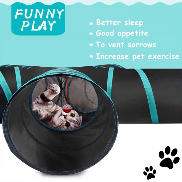 Cat Tunnel Toy 5-Way, Foldable Interactive Play Tube with Storage Bag, Activity Tunnel for Indoor & Outdoor Use