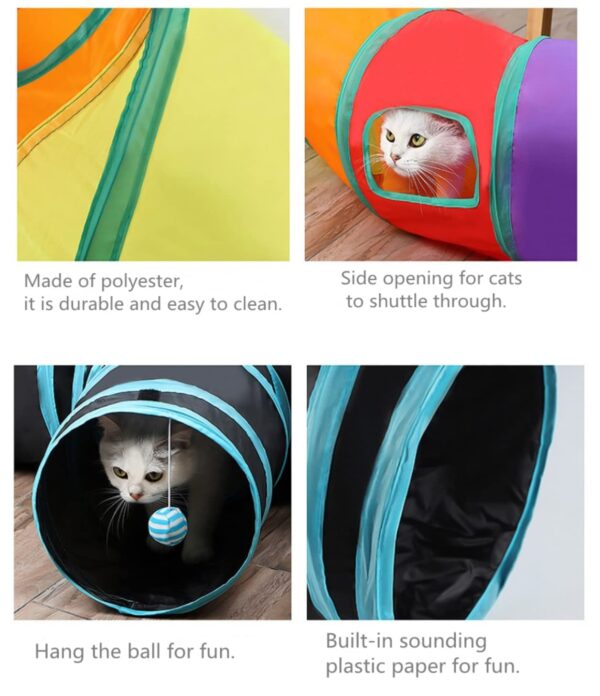 24x7 eMall Cat 2 Way Tunnel Cat Toy Indoor Outdoor Kitty Puppy Puzzle Exercise Hiding Training Toy Pet Tube Collapsible Play Toy - 122 CM