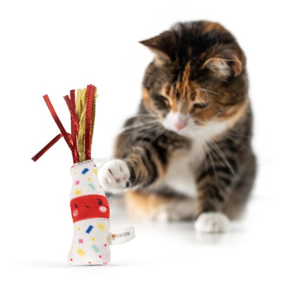 Barkbutler x Fofos Birthday Drink Cat Toy - US Grade Organic Catnip, Multicoloured Textured Toys for Cats, Cat Accessories with Super Soft Fabrics & Ribbons - Perfect as Kitten Toys, Cat Toys