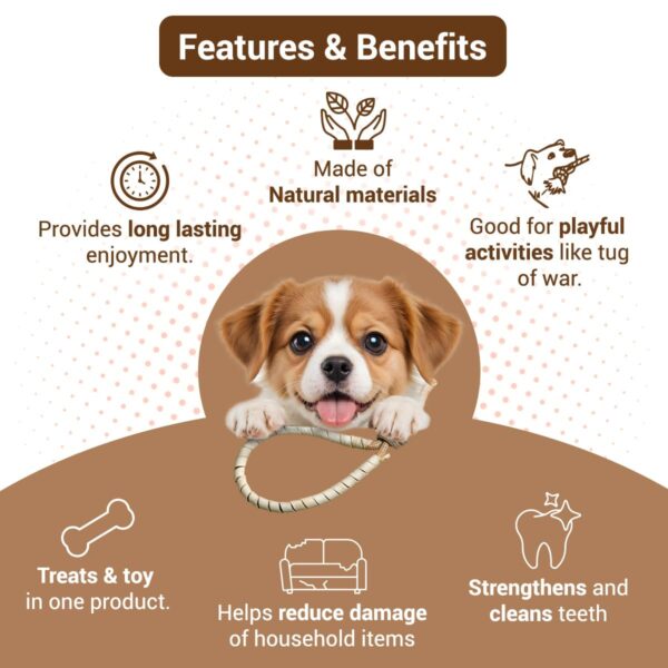 61QJdLX69mL._SL1200_.jpg Bowlers Dog Treats Chewrope Bight| for Small & Medium Breeds & Puppies | Made of Natural Material |Strengthens & Cleans Teeth | 2 in 1 Toy Plus Treats for bonding with Pets