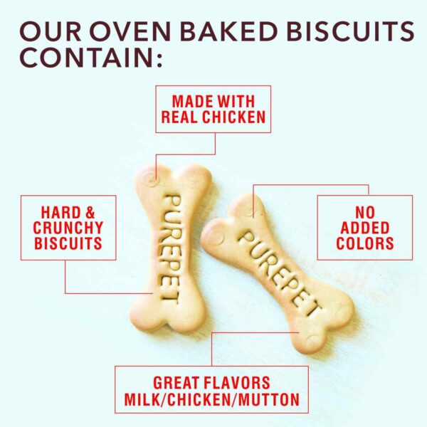 PUREPET Dog Biscuit Treats Milk Flavour 800Gm Pack, All Life Stages