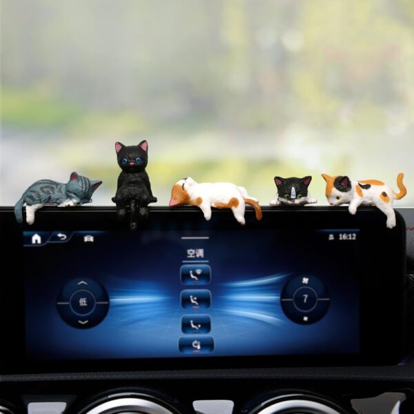 5Pcs Car Decor Accessories, Car Toys for Car Interior, Sleeping Cat Figurines for Rearview Mirror Home Office Any Occasion
