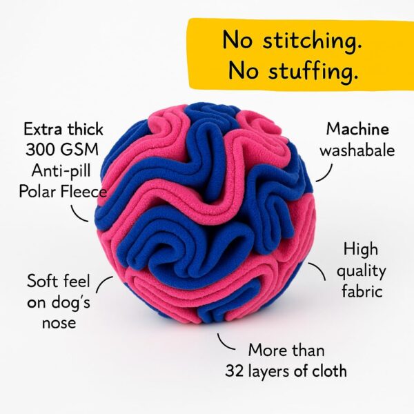 61SHm3vExnL._SL1024_.jpg The Pets Company Snuggle Snuffle Dog Feeder Ball – Interactive Puzzle Toy for Dogs, Mental Stimulation, Anxiety Relief, Slow Feeding, Machine Washable, Treat Dispenser, Multicolor - 6 Inches
