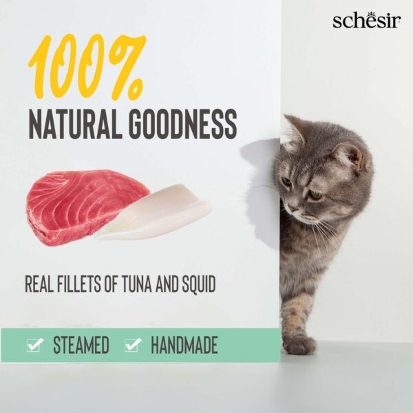 Schesir Soup with Wild Tuna & Squid – Premium Natural Cat Wet Food | Protein-Rich, Omega-3 for Skin & Coat, Easy to Digest, Grain-Free, No Additives, 85g