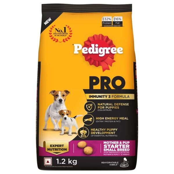 Pedigree PRO Mother & Pup Starter Small Breed, 1.2 kg Dry Dog Food, Vet Trusted Brand, Expert Nutrition, Quality Protein, 33% More Nutrients (3-12 Weeks)