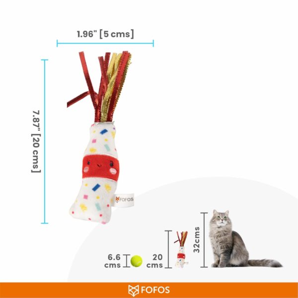 Barkbutler x Fofos Birthday Drink Cat Toy - US Grade Organic Catnip, Multicoloured Textured Toys for Cats, Cat Accessories with Super Soft Fabrics & Ribbons - Perfect as Kitten Toys, Cat Toys