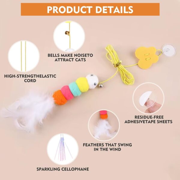 Cat Toys, Hanging Spring Toys for Cats, Interactive Cat Playing Toy with Feathers and Crinkle Paper, Kitten Toys for Indoor Play, 2-Pack