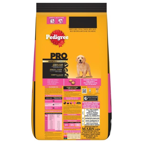 Pedigree PRO Puppy Large Breed, 10 kg Dry Dog Food, Vet Trusted Brand, Expert Nutrition, Quality Protein, 33% More Nutrients (3-18 Months)