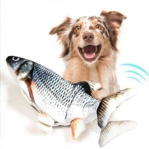 Kidology Floppy Fish Soft Toy for Dogs, Puppy Chew & Kicker, Activated Moving Dog Toy with USB-Chargeable Plush for Indoor Playing, Relaxing, Exercising