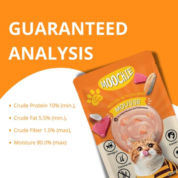 PETS EMPIRE Moochie Tasty Wet Cat Food (85 g X 6 Pouches) Mousse with Salmon, Grain Free Cats Gravy Meal, No Artificial Flavours Kitten Food, Non-Vegetarian Cat Foods Pouch for Kittens