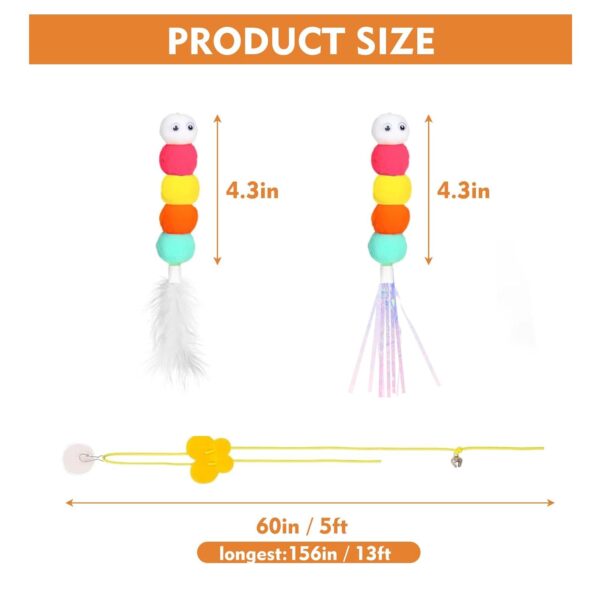 Cat Toys, Hanging Spring Toys for Cats, Interactive Cat Playing Toy with Feathers and Crinkle Paper, Kitten Toys for Indoor Play, 2-Pack