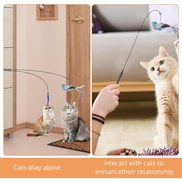 61W8XVCpuL._SL1024_.jpg Qpets® Cat Feather Toy, Cat Feathered Teasing Wand Toy Dual-Wire Flexible Teasing Wand Suction Cup Colored Feathered Floor