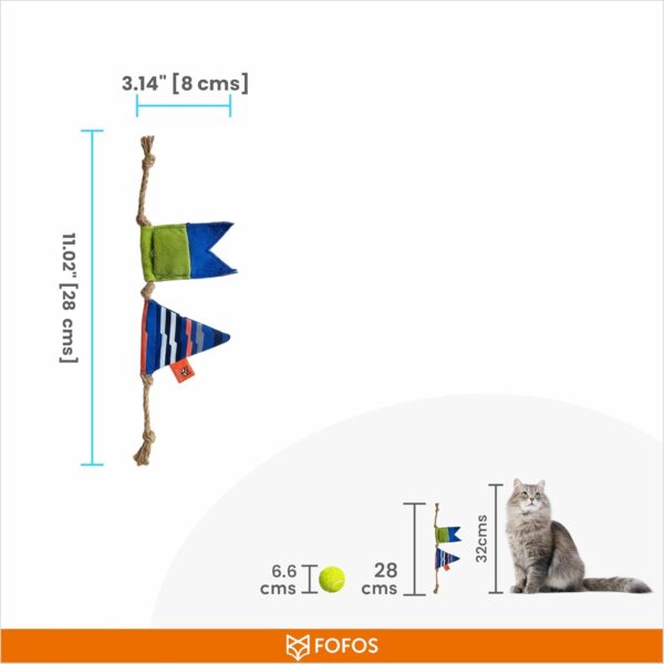 BarkButler x FOFOS S.O.S Flag Teaser Cat Toy - US Grade Organic Catnip, Multicoloured, Recycled Plastic Bottles, Jute Rope Interactive for Cats, Perfect as Kitten Toy
