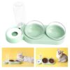 61WUvKYMcML._SL1500_.jpg Pet Water Dispenser - 3 in 1 Pet Double Bowls 2 Food Bowls 1 Water Feeder Set Food Feeder Set for Cats Puppy Small Dogs | Easy Cleaning with Waterer Bottle for Indoor for Cat Dog