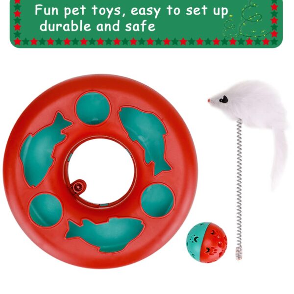 Pawzone Interactive Cat Toys Roller, Spring Cat Toys with Catnip, Kitten Tracks, Pet Toy with Moving Balls Teaser Mouse Exercise