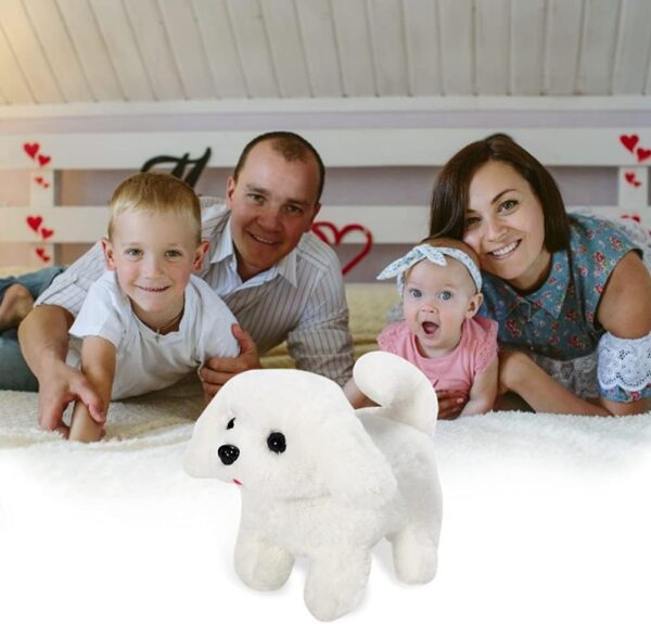ANKRI White Walking and Barking Dog Soft Puppy Toy for Kids Battery Operated Plush That Walks & Moves Tail Interactive Cute Toy Gift for Girls & Boys | Pack of 1