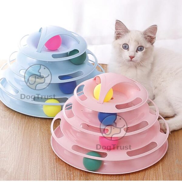Dog Trust Cat Toy Roller Cat Toys Interactive with Three Colorful Ball Interactive Kitten Fun Mental Physical Exercise Puzzle Toys for Indoor Blue