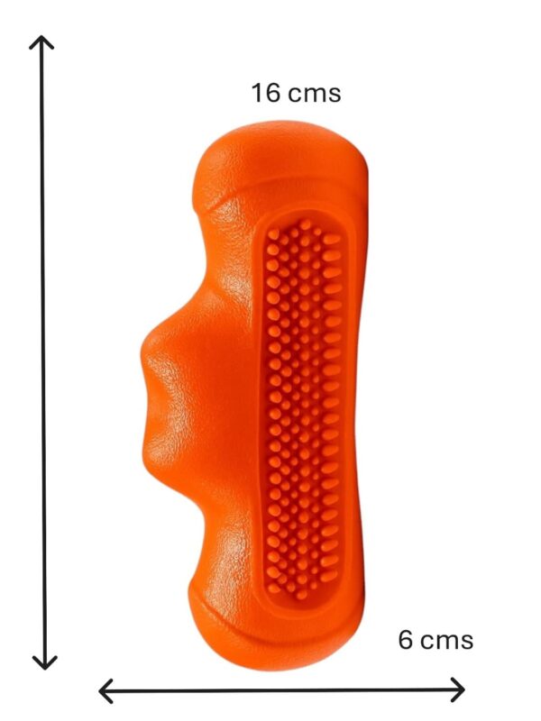 61Y5O7DWfyL._SL1500_.jpg The Pets Company Indestructible Dog Chew Toy | Durable TPR Rubber Pet Toy for Aggressive Chewers | Strong, Non-Toxic, Teeth Cleaning, Squeaky Roller Toy for Large Dogs - 6.3 Inches (Colour May Vary)