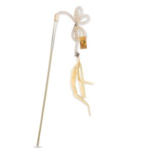 Foodie Puppies Interactive Plastic Cat Teaser Stick with Woolly Furry Tail Attachment Toy for Cats and Kittens | Indoor and Outdoor Play & Exercise | Size: 41cm