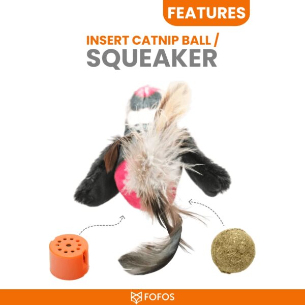 61aZ19rfHyL._SL1190_.jpg BarkButler x FOFOS Black Bird Cat Toy - Cat Toys Interactive, Flappy Bird Cat Toy with Catnip - Black
