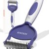 ACE2ACE Deshedding Brush for Dogs, Dematting Comb for Cats Dogs, ACE2ACE Deshedding Brush for Dogs, Dematting Comb for Cats Dogs, 7+15 Dual Sided Undercoat Rake, Cat Brush for Shedding to Remove Knots, Tangles, and Matted Fur