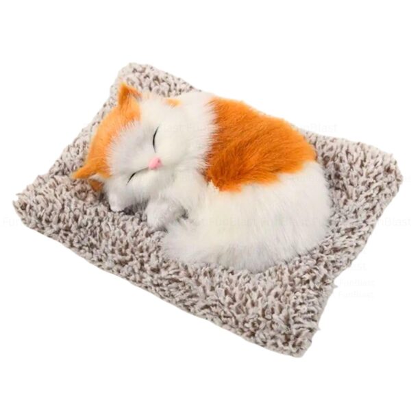 FunBlast Cute Sleeping Cat Plush Toy with Meow Sound, Gift for Kids, Toy Accessories for Car Dashboard (Brown-2)