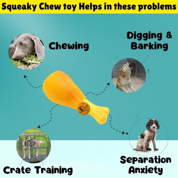 61cSaGVZzUL._SL1080_.jpg Sage Square Dog Squeaky Chicken Leg Colorful Rubber Toy for Safe Fun & Entertainment - Perfect for Dogs, Puppies, Cats & Kittens, This Toy Will Keep Your pet Engaged, stimulated & Happy
