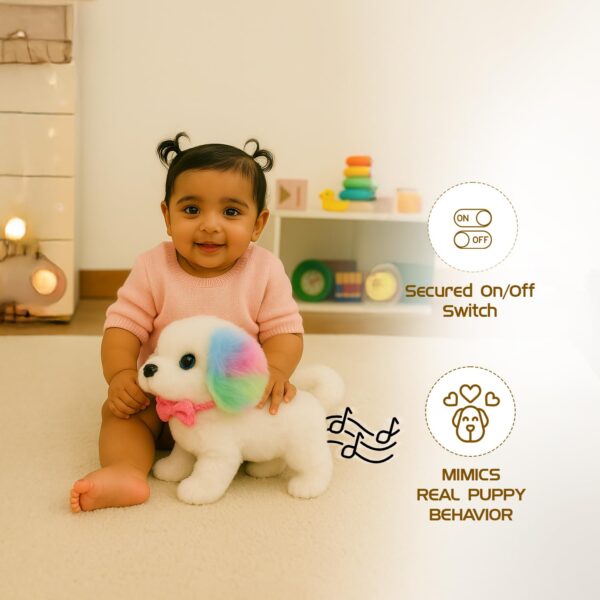 Amazon Brand - Jam & Honey Poochie Puppy Deluxe | 15 cm Electronic Plush Dog Toy | Sound-Enabled | Multicolor Ears | Soft & Huggable | BIS Certified | for Kids 3+ Years