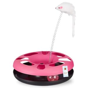 Foodie Puppies Cat Happy Circle with Ball Bell and Feather Mouse Attached for Cats and Kittens (Color May Vary) | Interactive Fun Toy for Exercise and Physical Health of Cats & Kittens (Happy Circle)