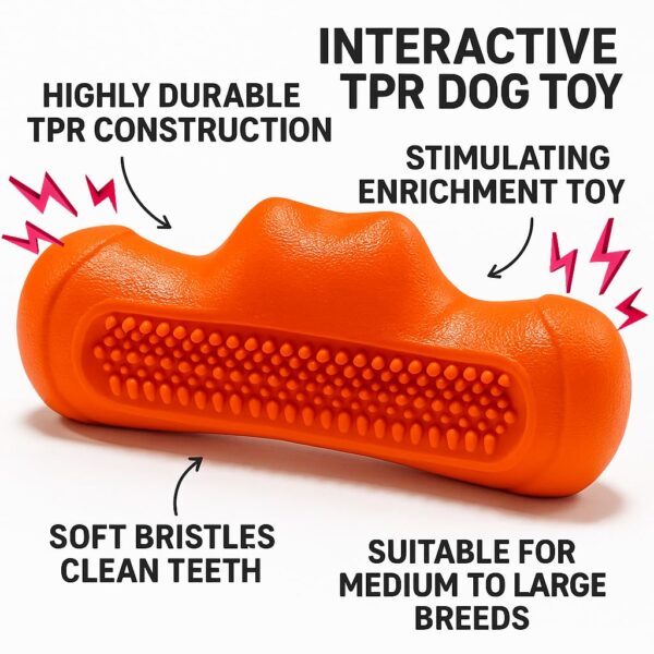 61ebAFZRv0L._SL1024_.jpg The Pets Company Indestructible Dog Chew Toy | Durable TPR Rubber Pet Toy for Aggressive Chewers | Strong, Non-Toxic, Teeth Cleaning, Squeaky Roller Toy for Large Dogs - 6.3 Inches (Colour May Vary)