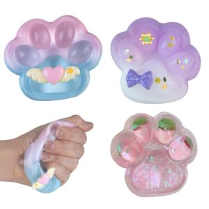 3PCS Taba Squishy Cat Paw, Taba Squishy for Relaxing Sensory Fidget Pinch Family for Kids Cat Paw Squeeze Toys Cute Beautiful Cat Paw