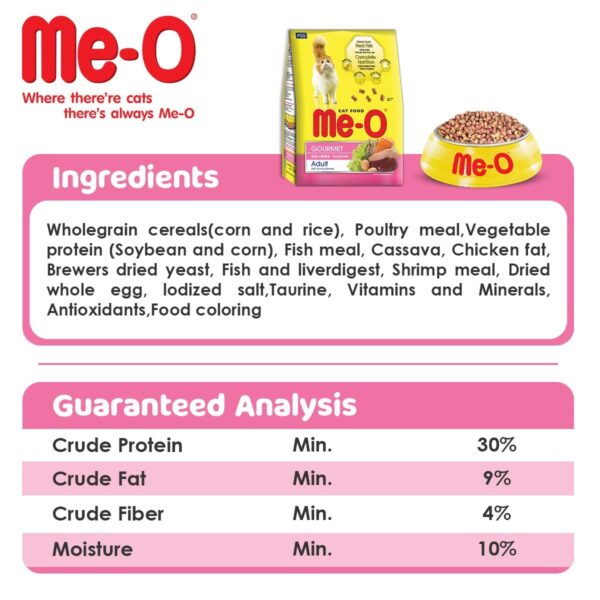 Me-O Dry Cat Food, Gourmet Flavor (1.1 Kg), Adult
