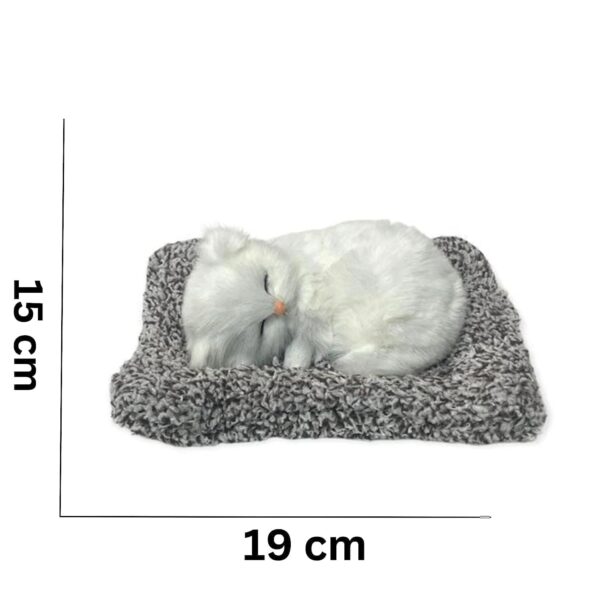 Sleeping Cat Plush Toy with Press Simulation Sound, Stuffed Cat Animal Fur Soft Toys with Sound for Kids Car Dashboard Cat & Office Desk Decoration