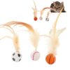 Cat Toys, 3PCS Bouncy Ball for Indoor Cats, Elastic Rubber Cat Toys, 3PCS Bouncy Ball for Indoor Cats, Elastic Rubber Ball with Feathers, Interactive Kitten Toys for Persian Cats, Fun Exercise and Play for Cat