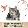 URBANMAC Rod Roped Teaser Toy Bell Dangler with Natural Feather for Pet 1 pc