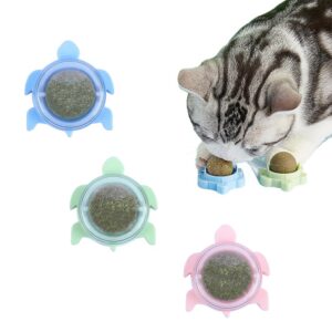 Catnip Wall Toys, Balls for Teeth Cleaning and Biting, Edible Catnip Wall Toys, Balls for Teeth Cleaning and Biting, Edible Licking Chew Toy, Rotatable Indoor Cat Toy (Green)