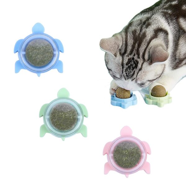 Catnip Wall Toys, Balls for Teeth Cleaning and Biting, Edible Licking Chew Toy, Rotatable Indoor Cat Toy (Green)