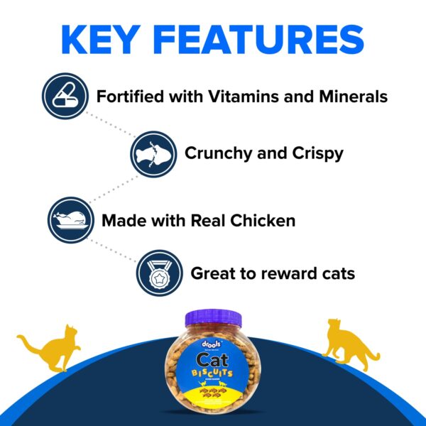 Drools Real Chicken Cat Biscuits, Treats Jar - 110gm, All Life Stages
